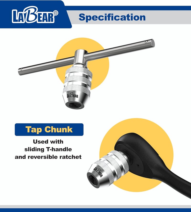 LABEAR 3/8"DR x M5–M12 Interchangeable Adjustable Tap Chuck Adaptor – Heavy-Duty Tap Socket for Hand Tapping - Image 4
